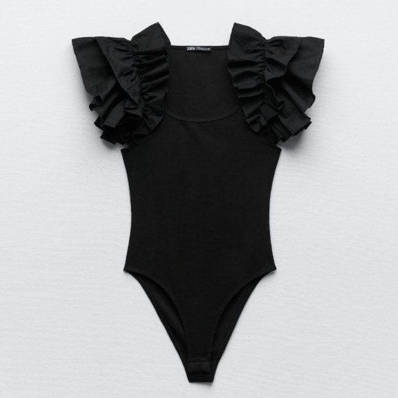 Zara Ruffled Ribbed Bodysuit - Picture 2 of 2